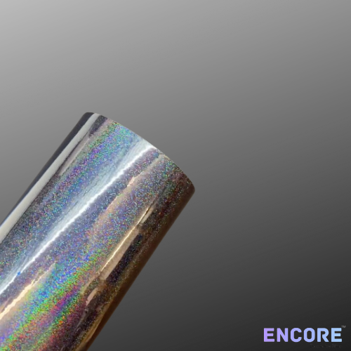 Vinilo adhesivo holográfico con purpurina gris metalizado Encore® EFX21