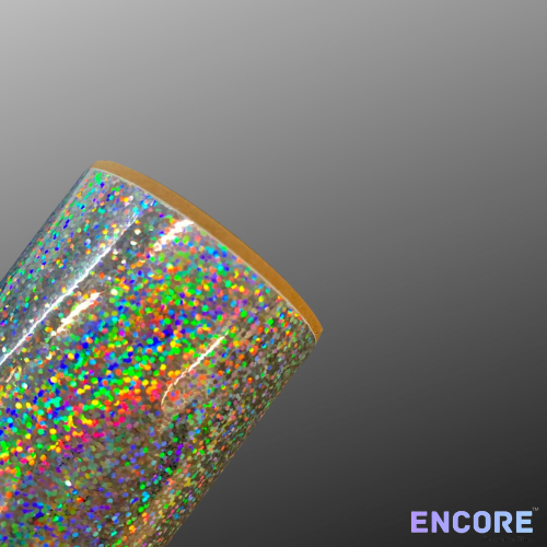 Vinilo adhesivo holográfico con lentejuelas plateadas Encore® EFX21
