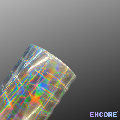 Vinilo adhesivo holográfico a cuadros plateados Encore® EFX21